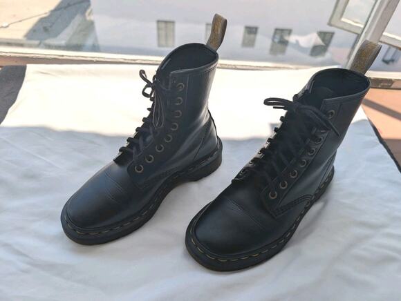 Dr. Martens Shoes - Dr. Doc Martens Air Wair VEGAN 1460 Felix Rub Off Black Combat Boots 5M/6W